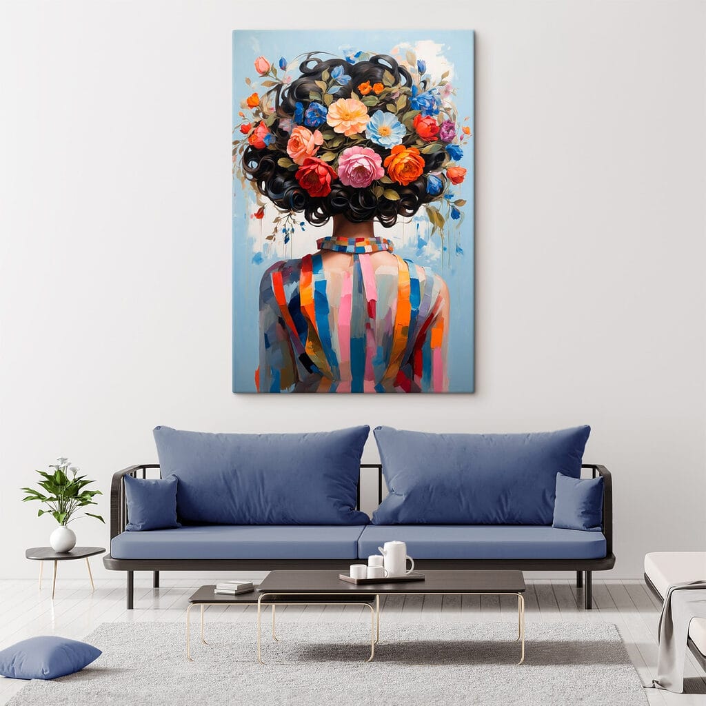 Bloemenkapsel boven kleurstrepen — interieur 2