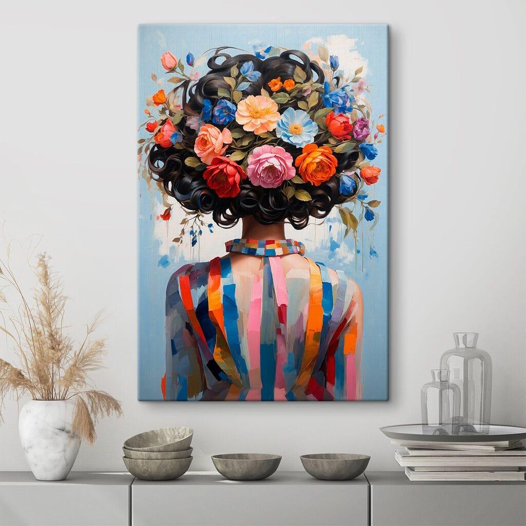 Bloemenkapsel boven kleurstrepen — interieur 1