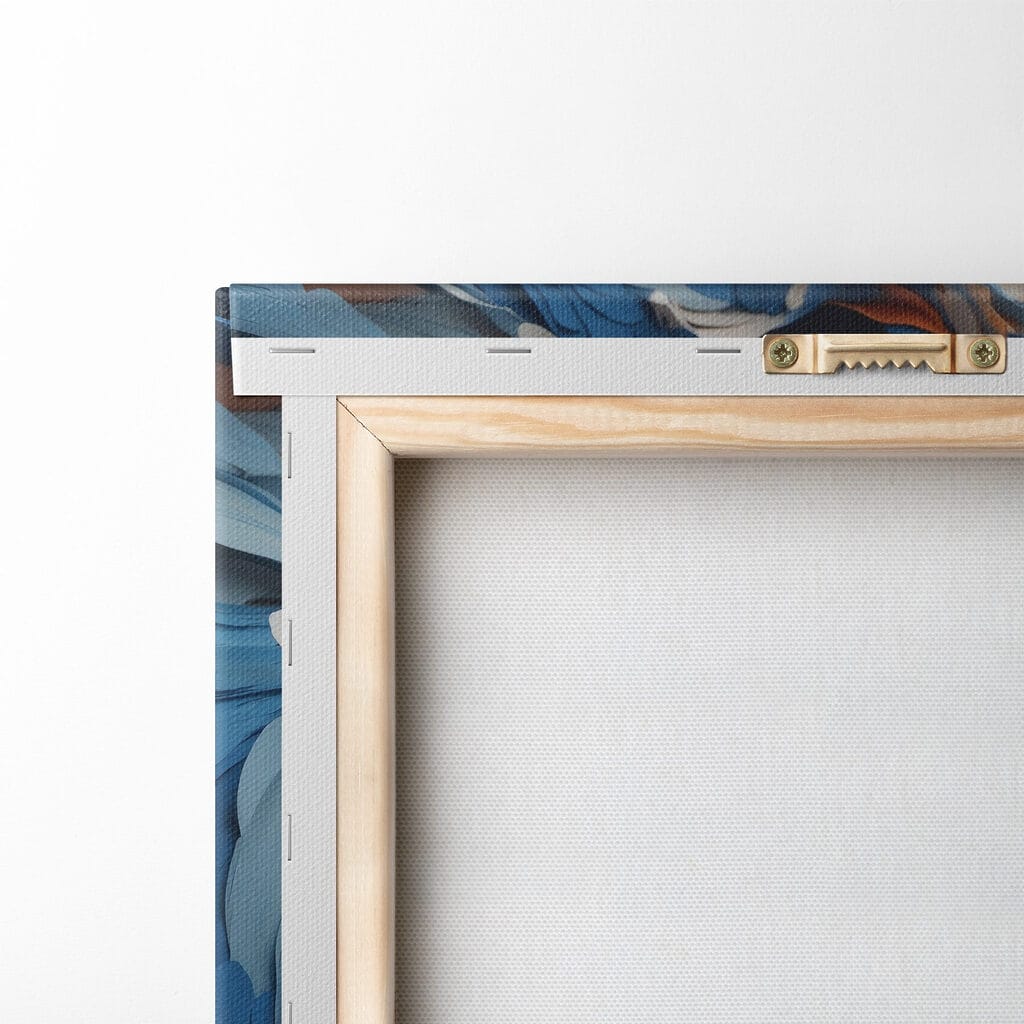 Draaikolk in blauw-oranje verf — achterkant