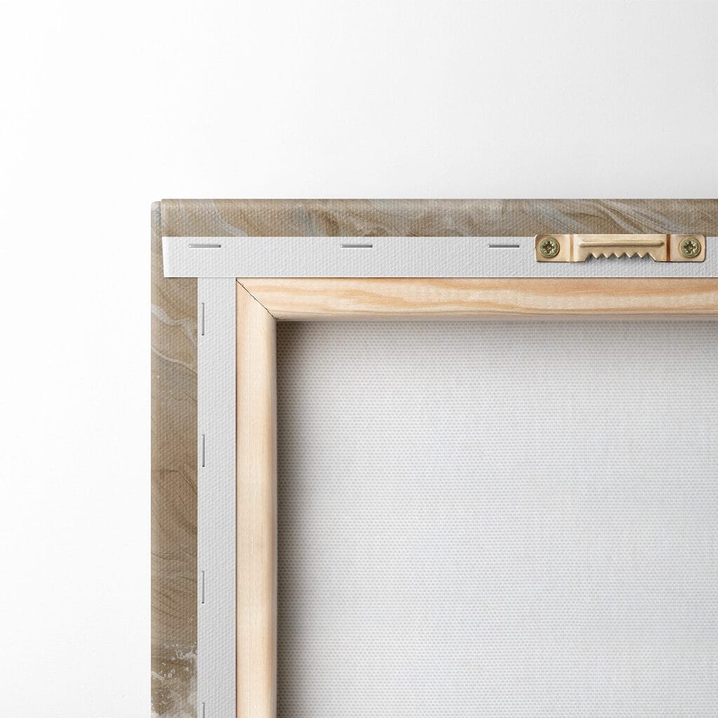 Witte branding onder beige — achterkant