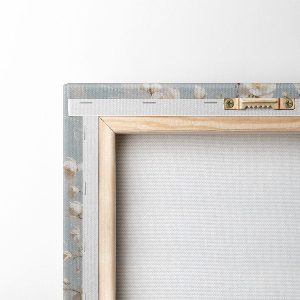 Witte bloesem in glas — achterkant