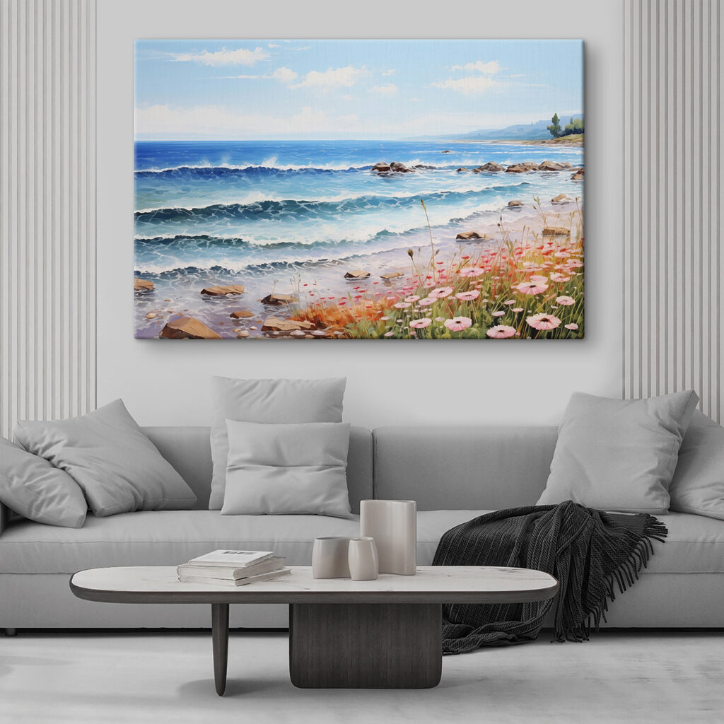 Bloemenstrand onder helderblauw — interieur 1