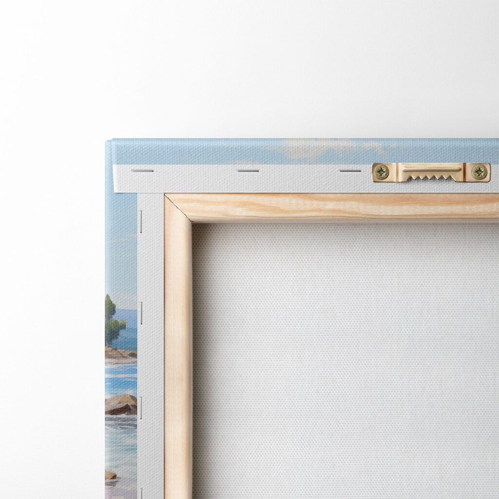 Bloemenstrand onder helderblauw — achterkant