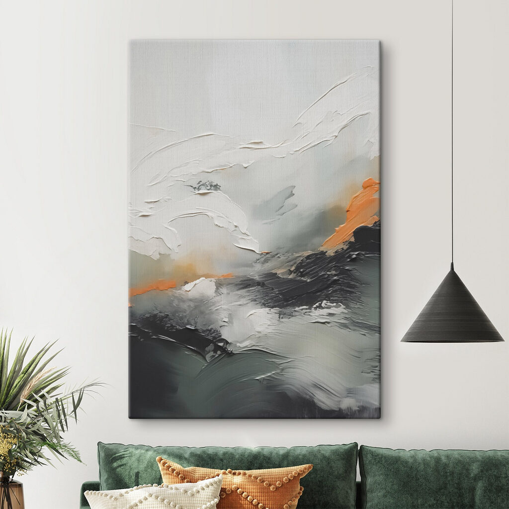 Oranje lijn door grijs — interieur 1