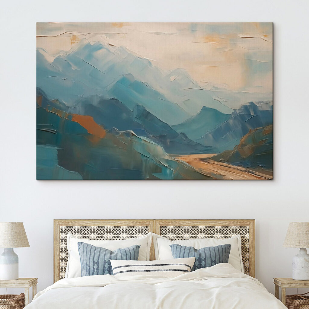 Blauwe bergen met okerpad — interieur 1