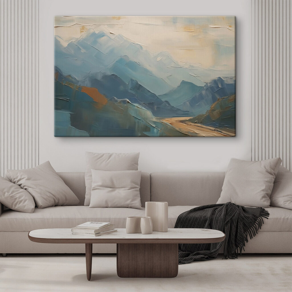 Blauwe bergen met okerpad — interieur 2