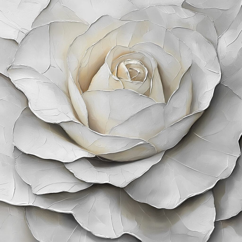 Witte roos in schaduwplooien — volledig ontwerp