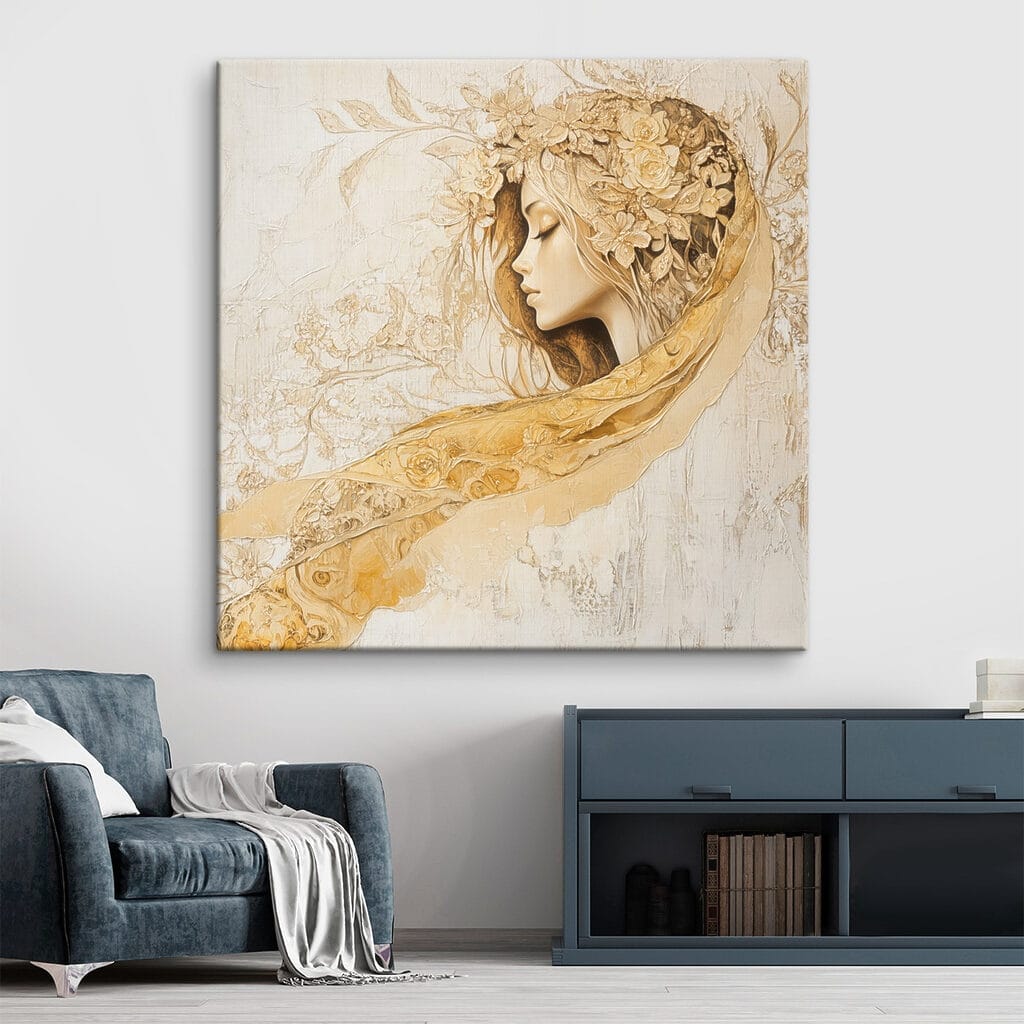 Vrouwenprofiel met gouden sluier — interieur 2