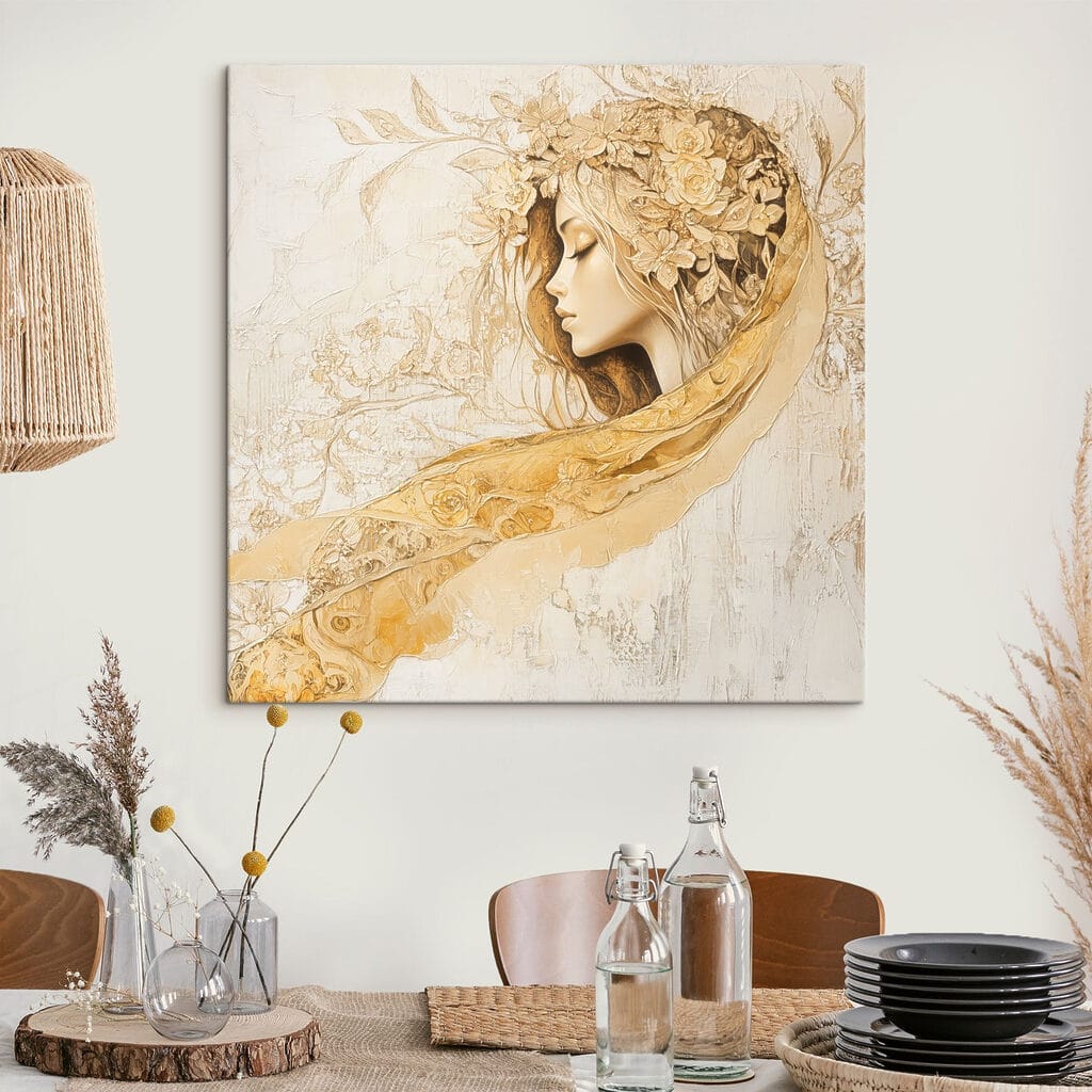 Vrouwenprofiel met gouden sluier — interieur 1