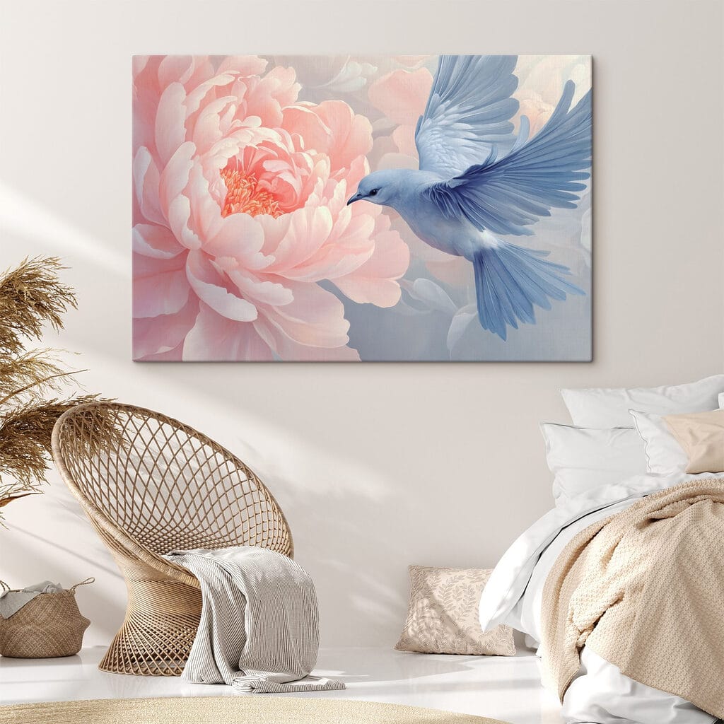 Vogel bij roze pioen — interieur 2
