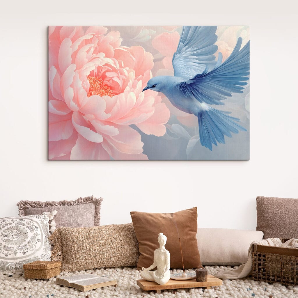 Vogel bij roze pioen — interieur 3