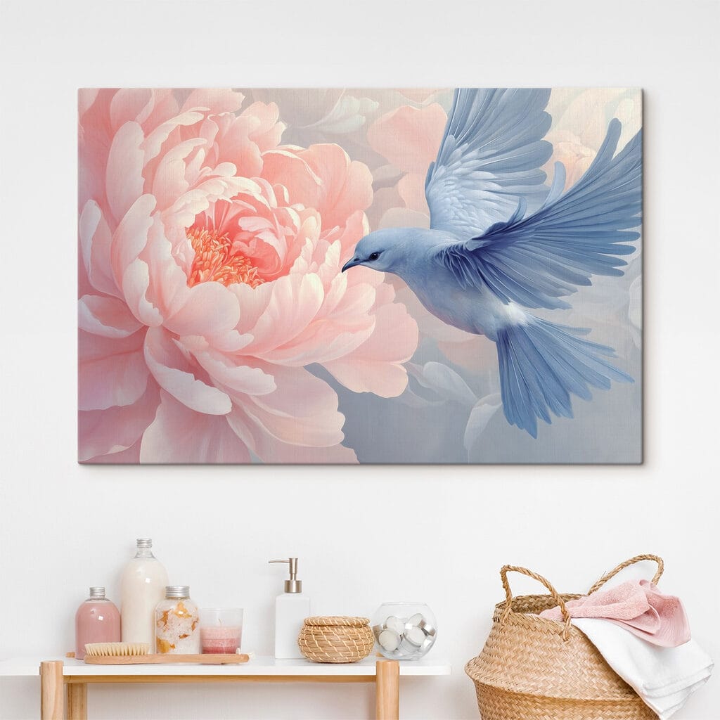 Vogel bij roze pioen — interieur 1