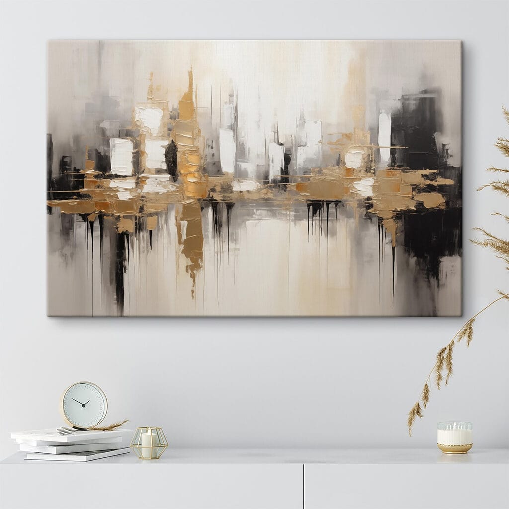 Schilderij van een stad in een interieur
