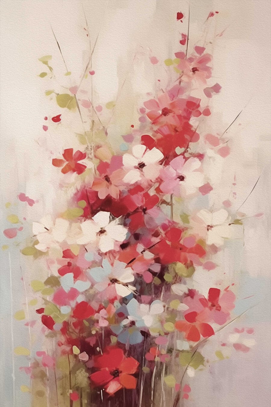 Roze bloemen in kleurtoetsen — volledig ontwerp