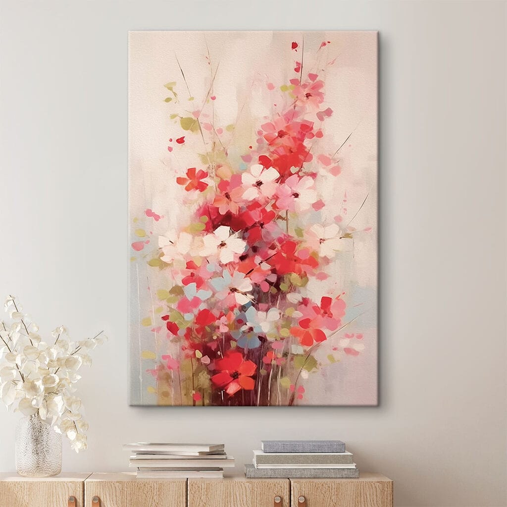 Roze bloemen in kleurtoetsen — interieur 1