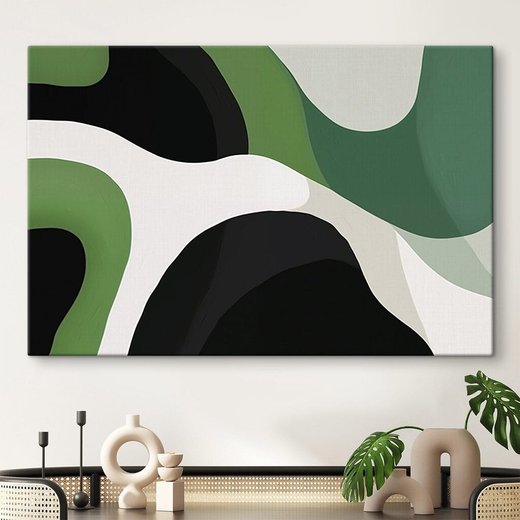 Groene bochten tussen zwartwit — interieur 2