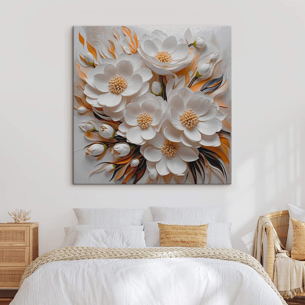 Witte bloemen, vlamvormige bladeren — interieur 2