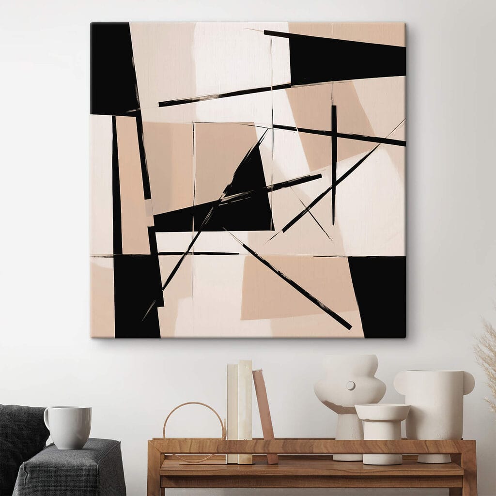 Zwarte lijnen door beige — interieur 2