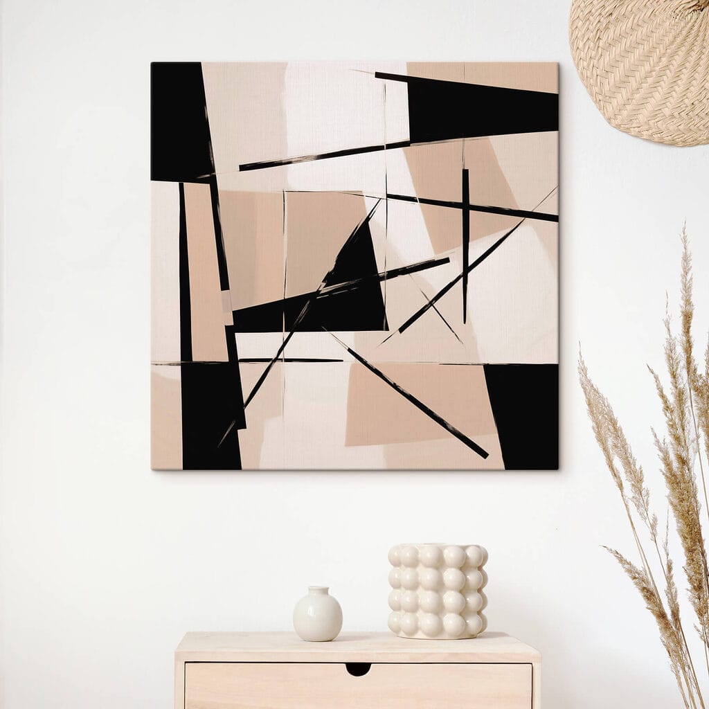 Zwarte lijnen door beige — interieur 1