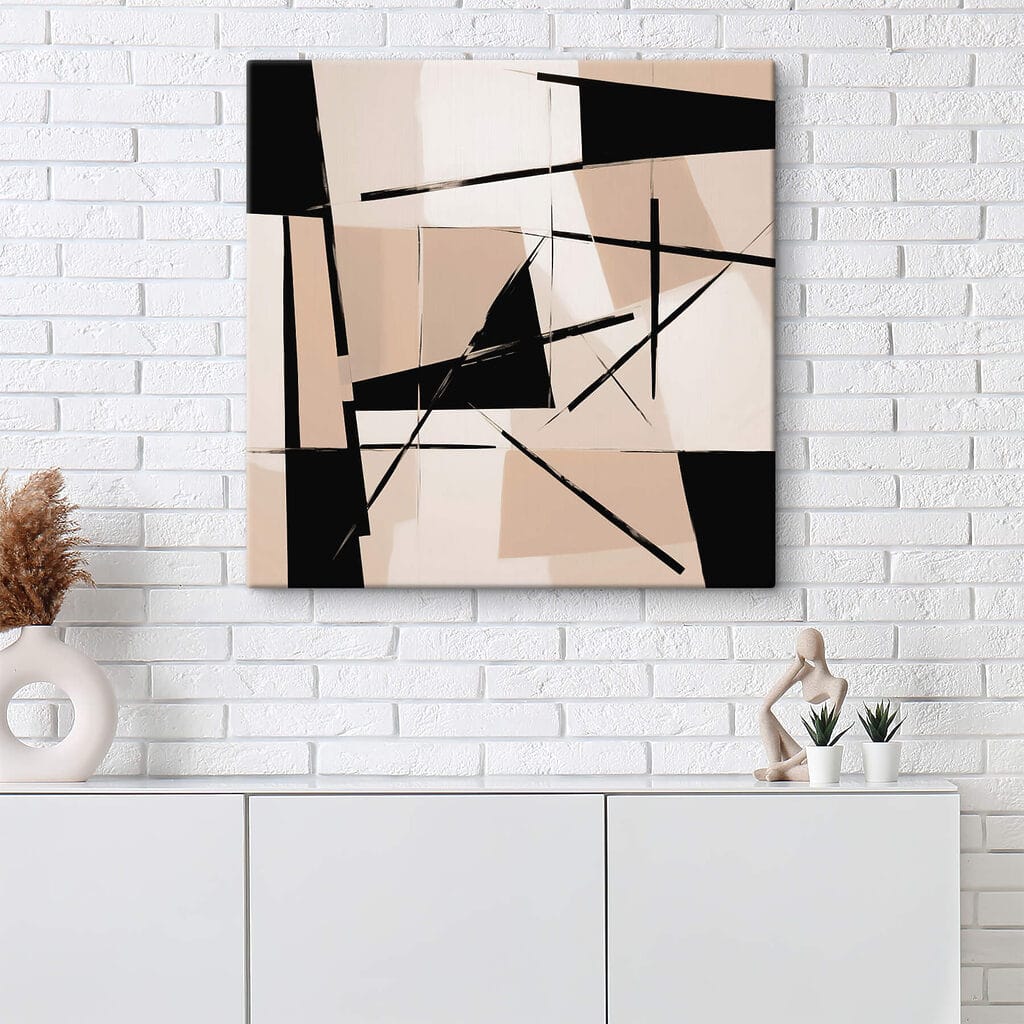 Zwarte lijnen door beige — interieur 3