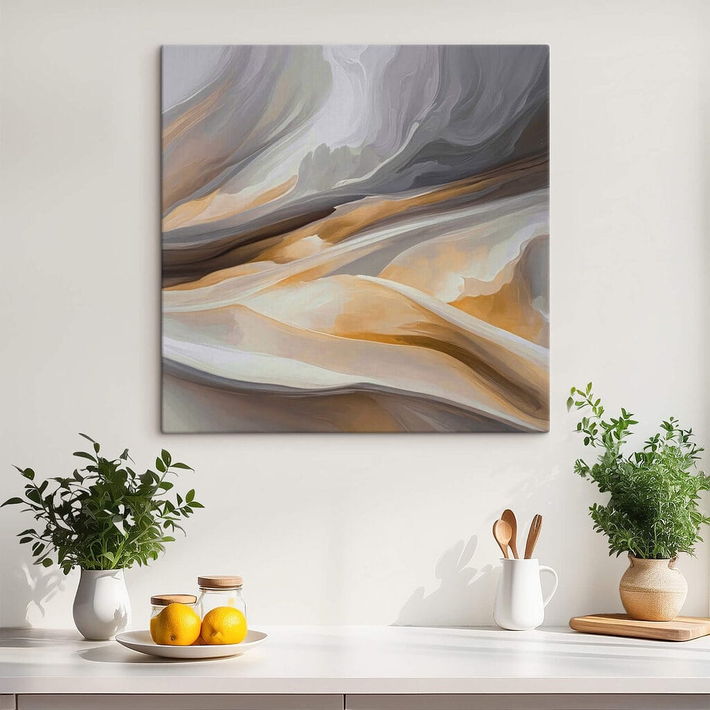 Grijze golflijnen met honingkleur — interieur 1