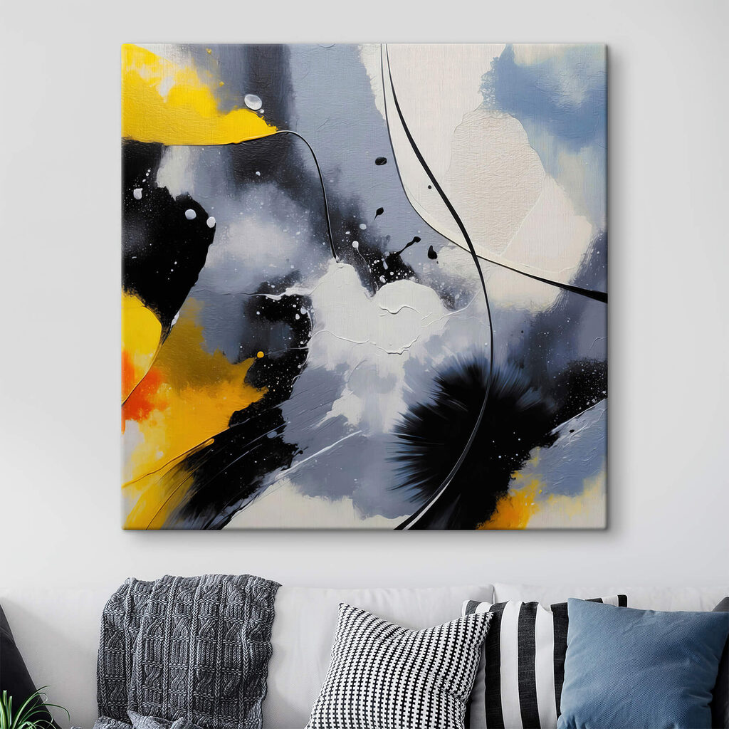 Geel tussen zwarte inktvlekken — interieur 1