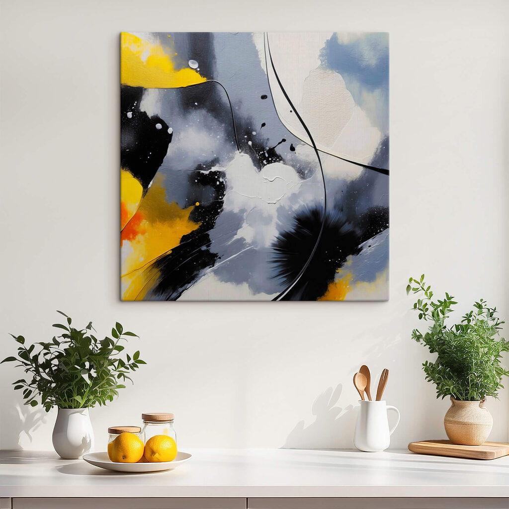 Geel tussen zwarte inktvlekken — interieur 3