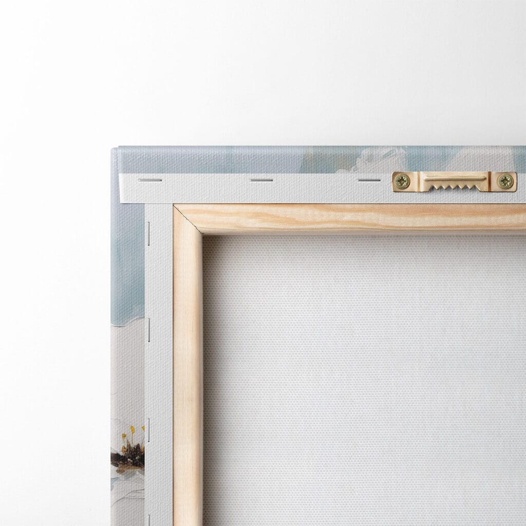 Witte takken op helderblauw — achterkant