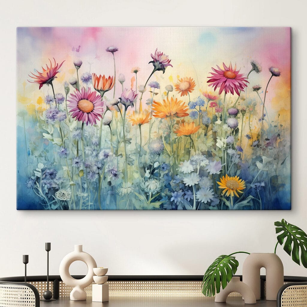Veldbloemen onder roze ochtendlicht — interieur 2