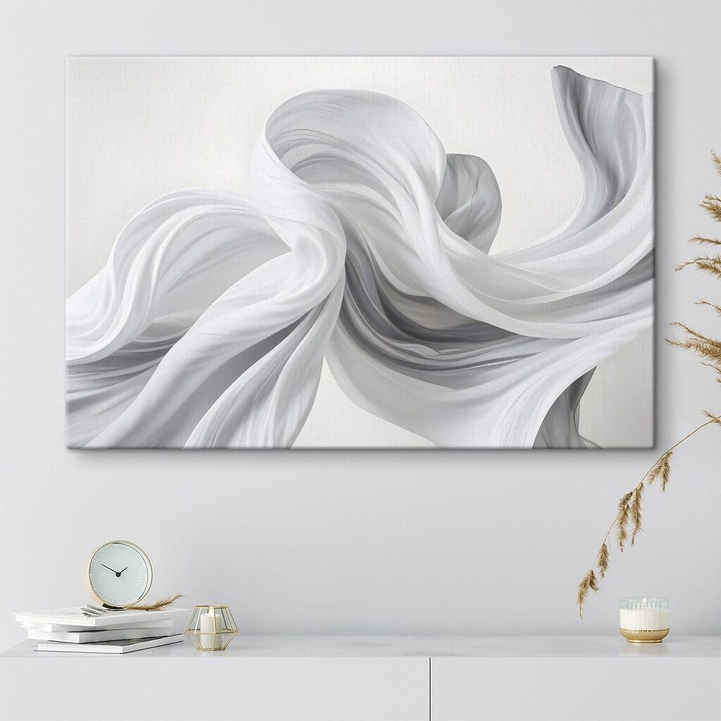 Witte stof in de lucht in een interieur