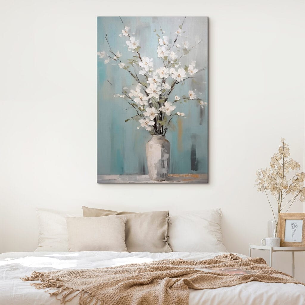 Bloesemtakken in smalle vaas — interieur 2