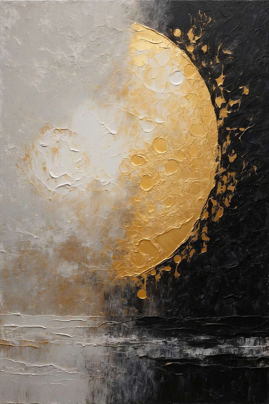 Schilderij van een maan en water — volledig ontwerp