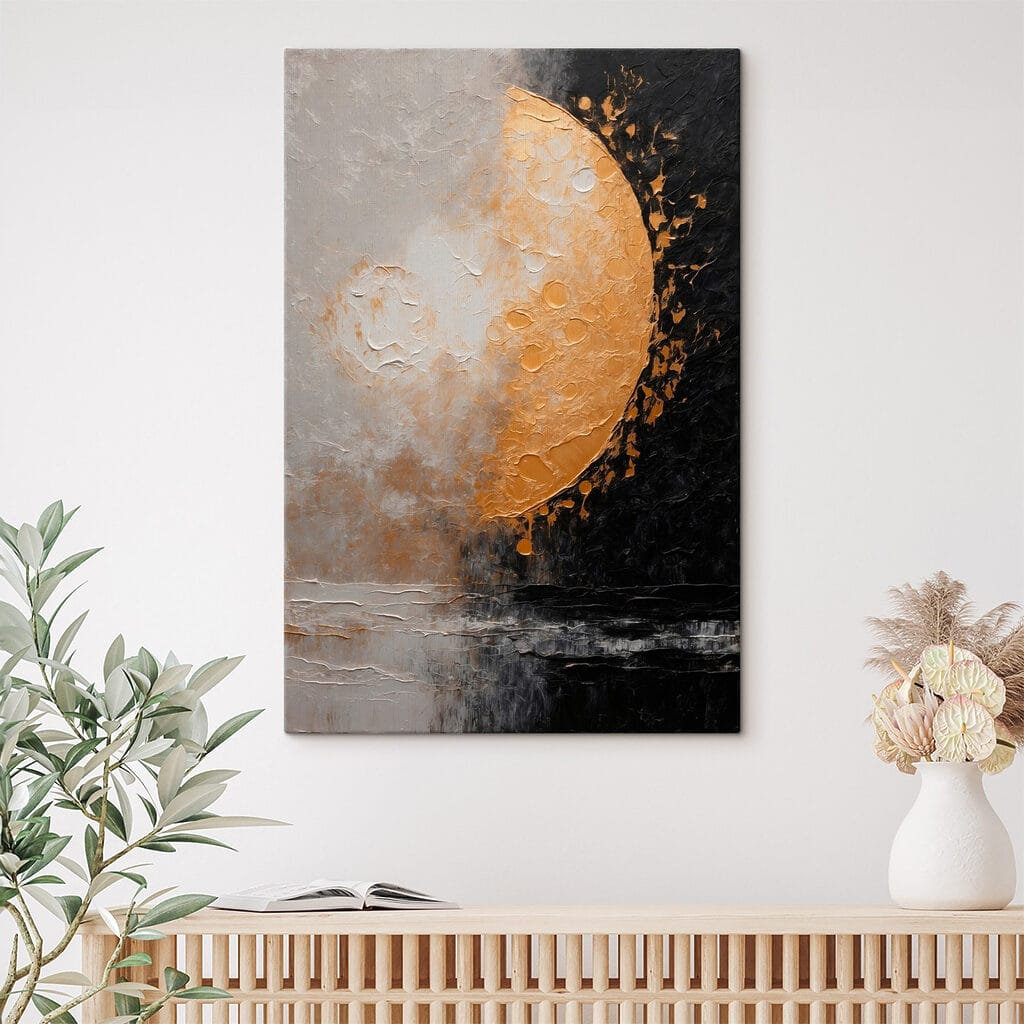 Schilderij van een maan en water — interieur 3