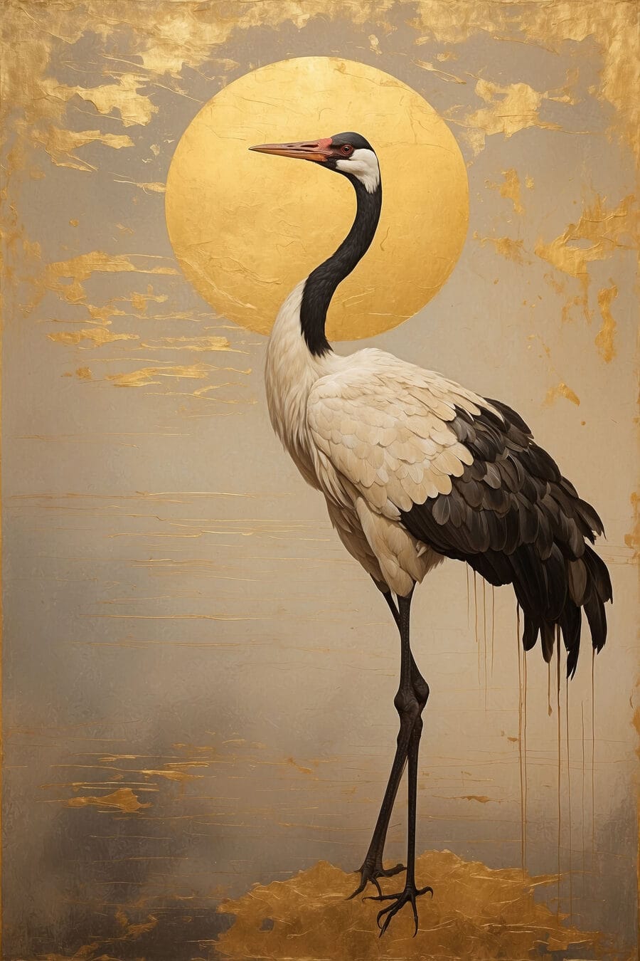 Kraanvogel voor gouden zon — volledig ontwerp