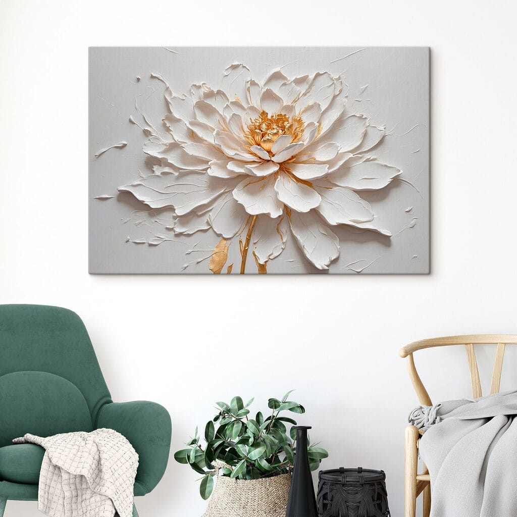 Witte bloem, goudgeel hart — interieur 2