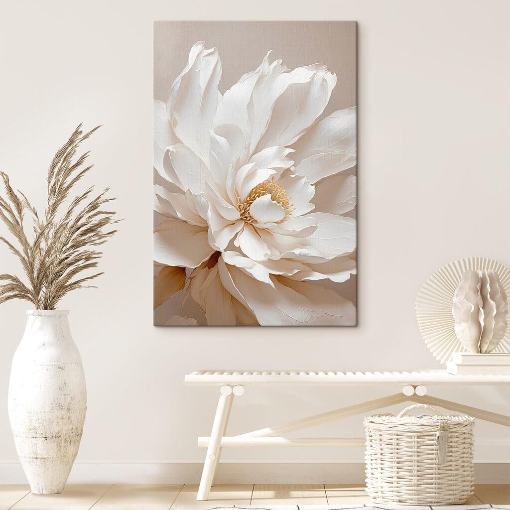 Roomwitte bloemblaadjes in waaier — interieur 1