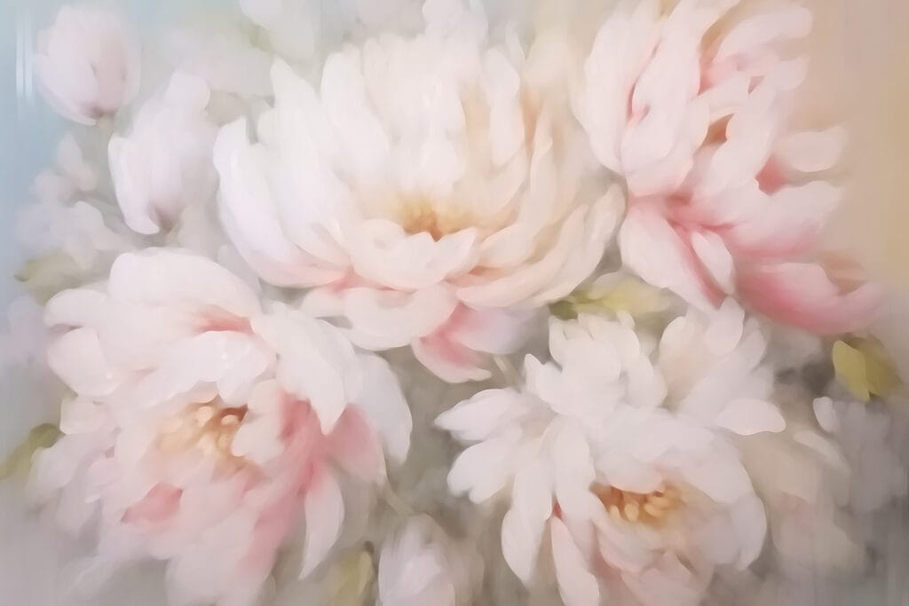 Pioenen in roze waas — volledig ontwerp