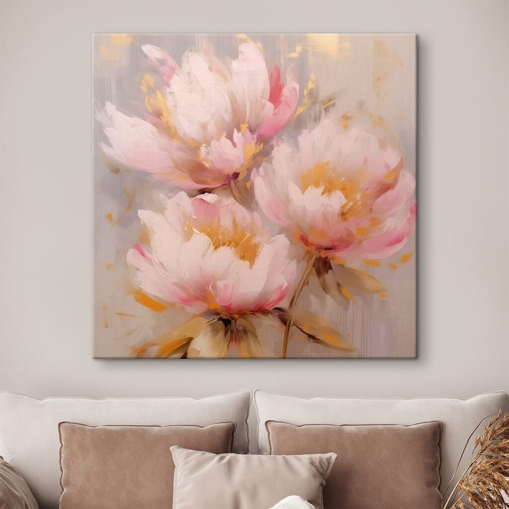 Roze pioenen met goudtoetsen — interieur 2