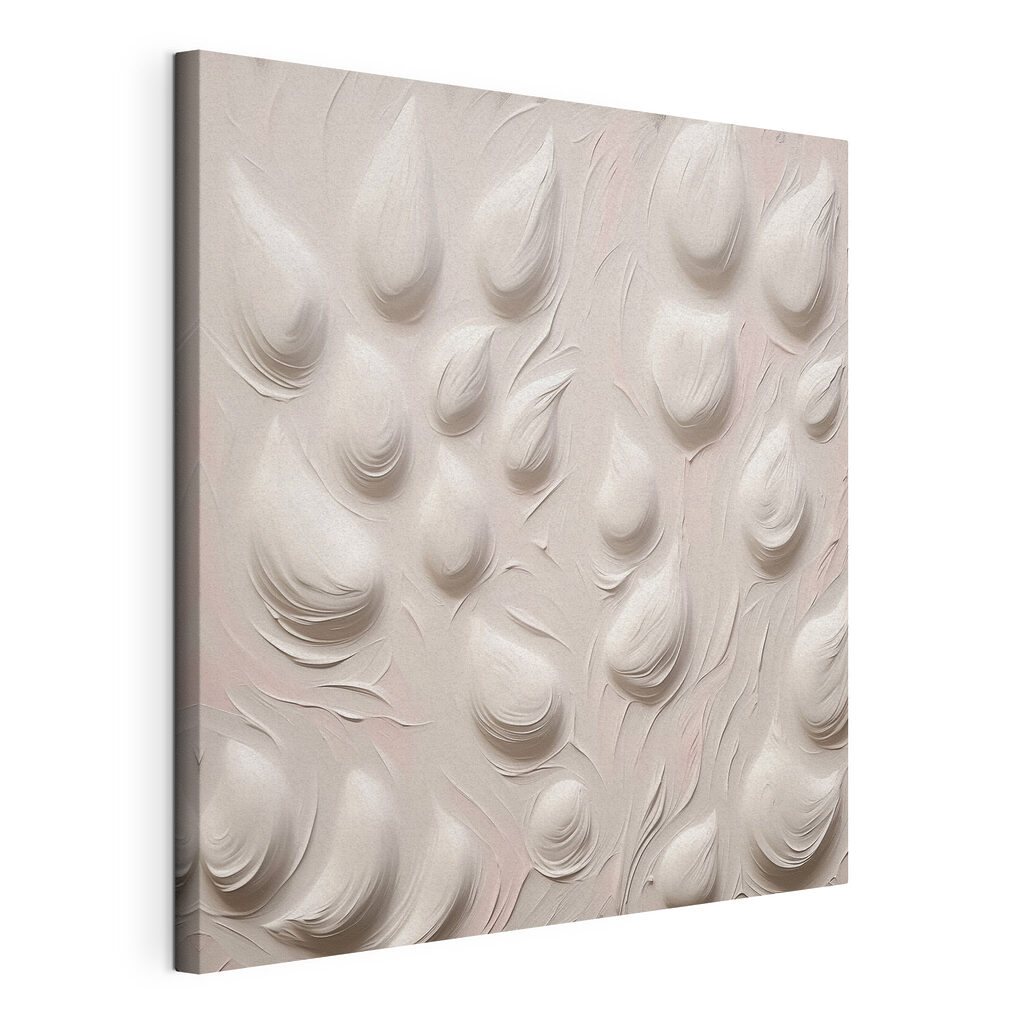 Witte druppels in beweging, gespannen canvas met doorlopende rand