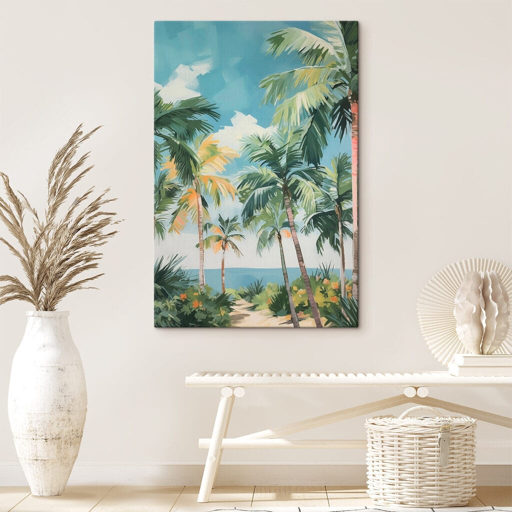 Palmen aan lichte kust — interieur 1