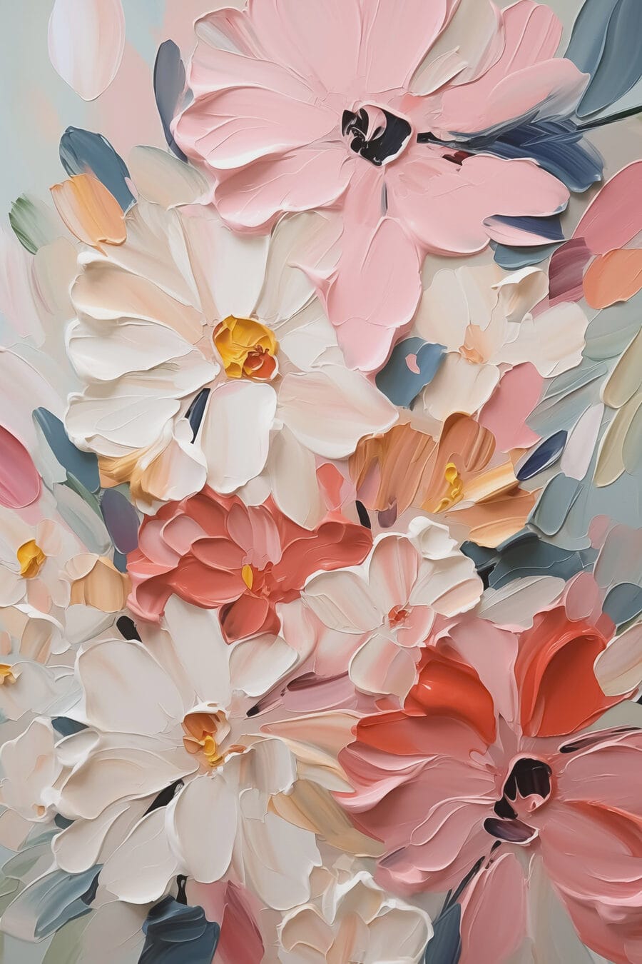 Roze bloemen in kleurvlakken — volledig ontwerp