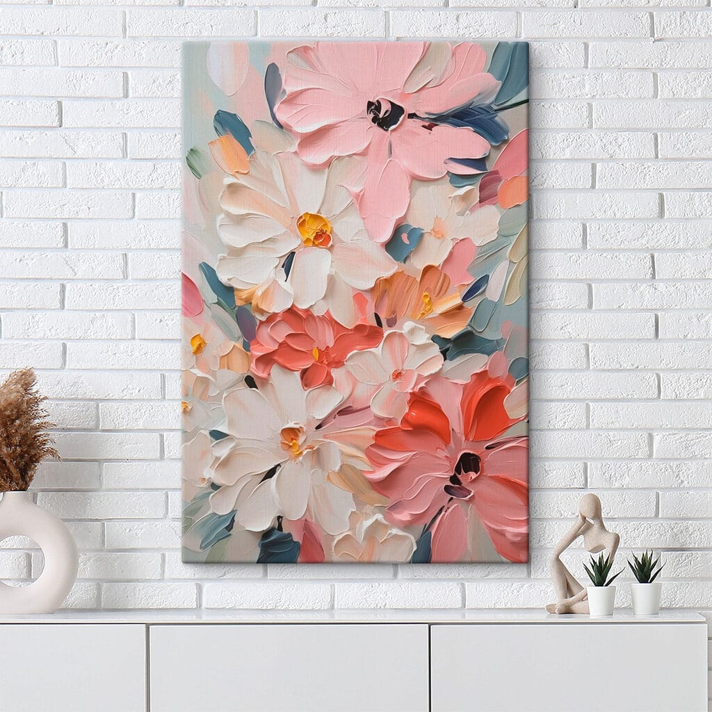 Roze bloemen in kleurvlakken — interieur 2