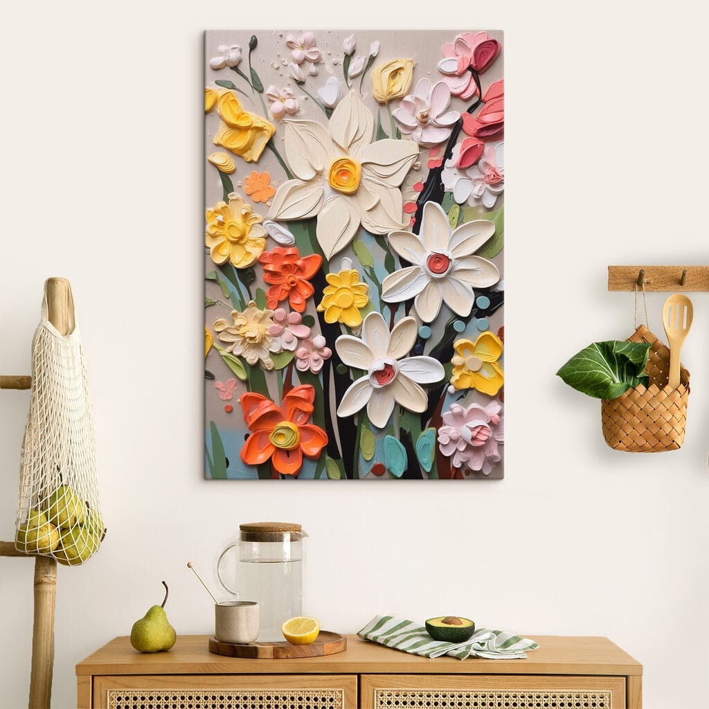 Vrolijke bloemen op donkergrijs — interieur 1