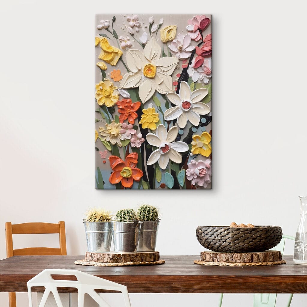 Vrolijke bloemen op donkergrijs — interieur 2