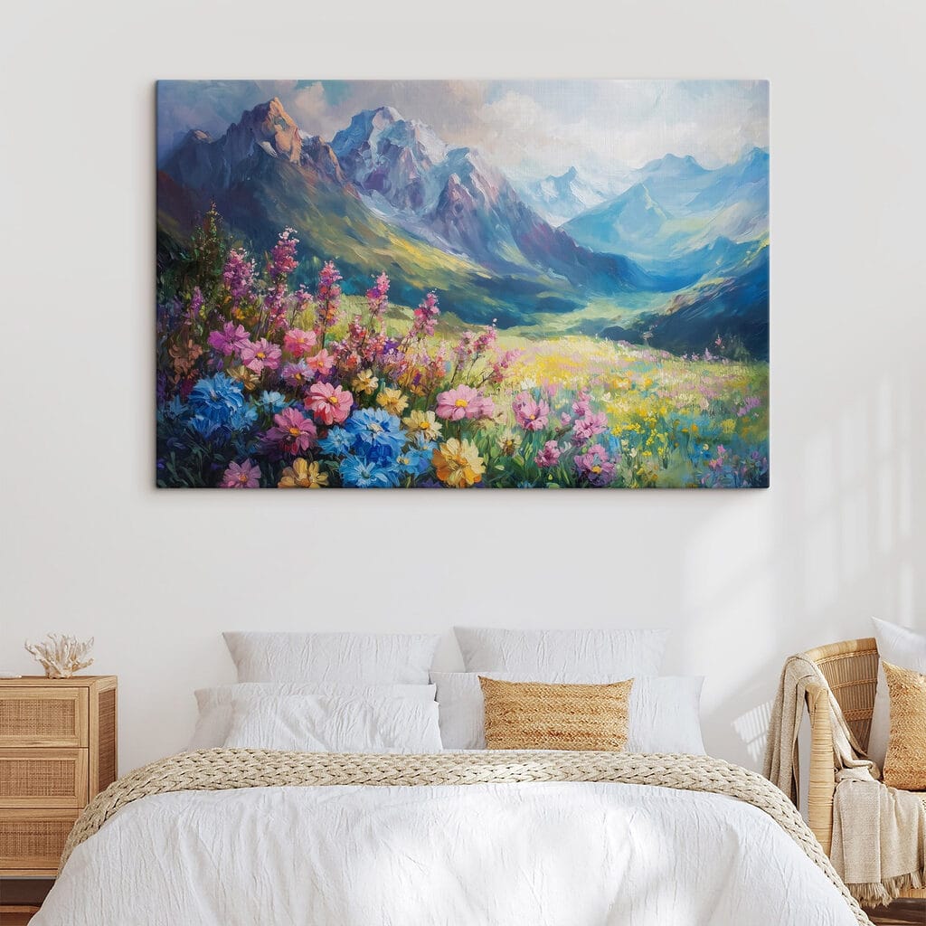 Bloemenweide in blauwe bergvallei — interieur 1