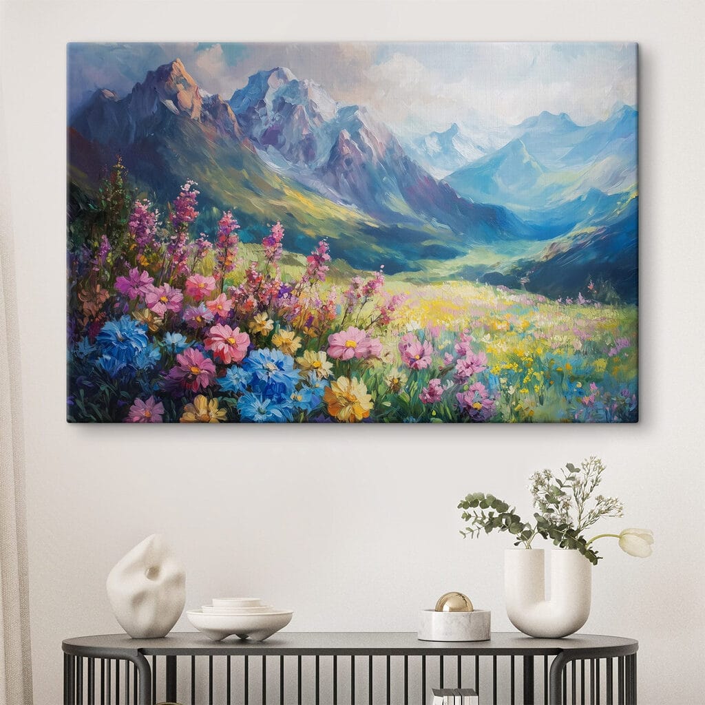 Bloemenweide in blauwe bergvallei — interieur 2