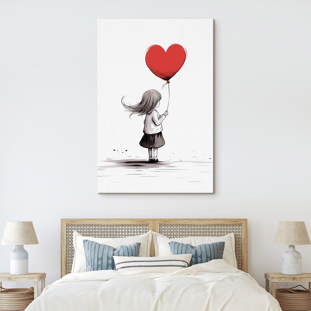 Meisje met rode hartballon — interieur 2