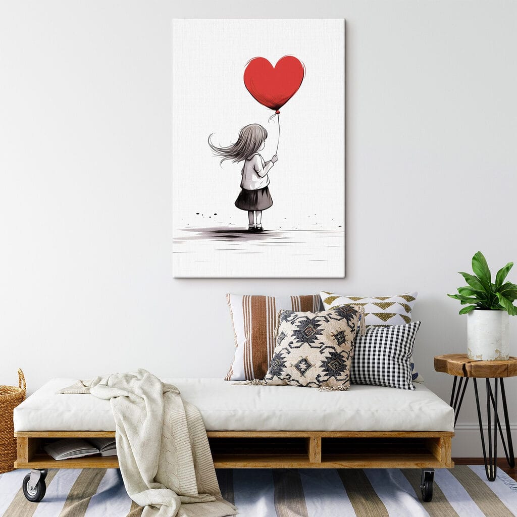 Meisje met rode hartballon — interieur 1