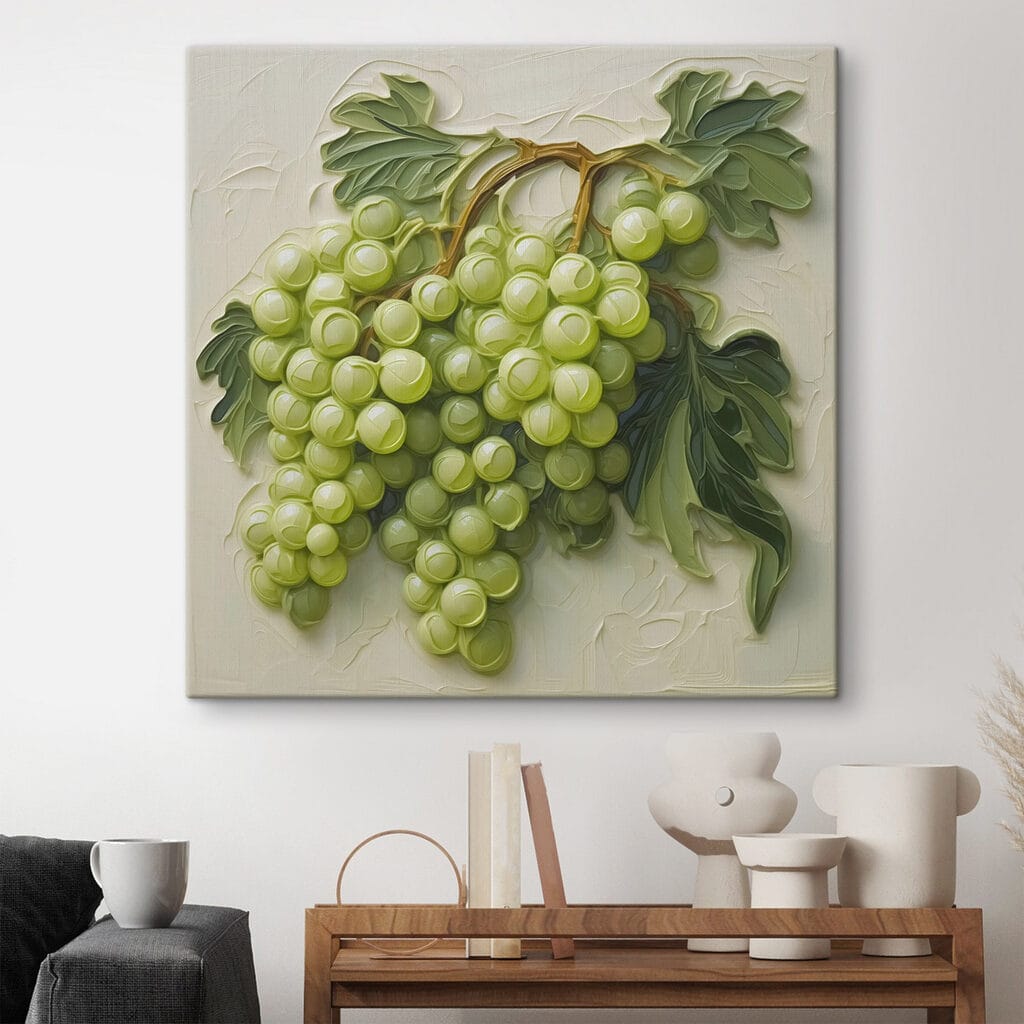 Groene druiven met bladkrullen — interieur 1