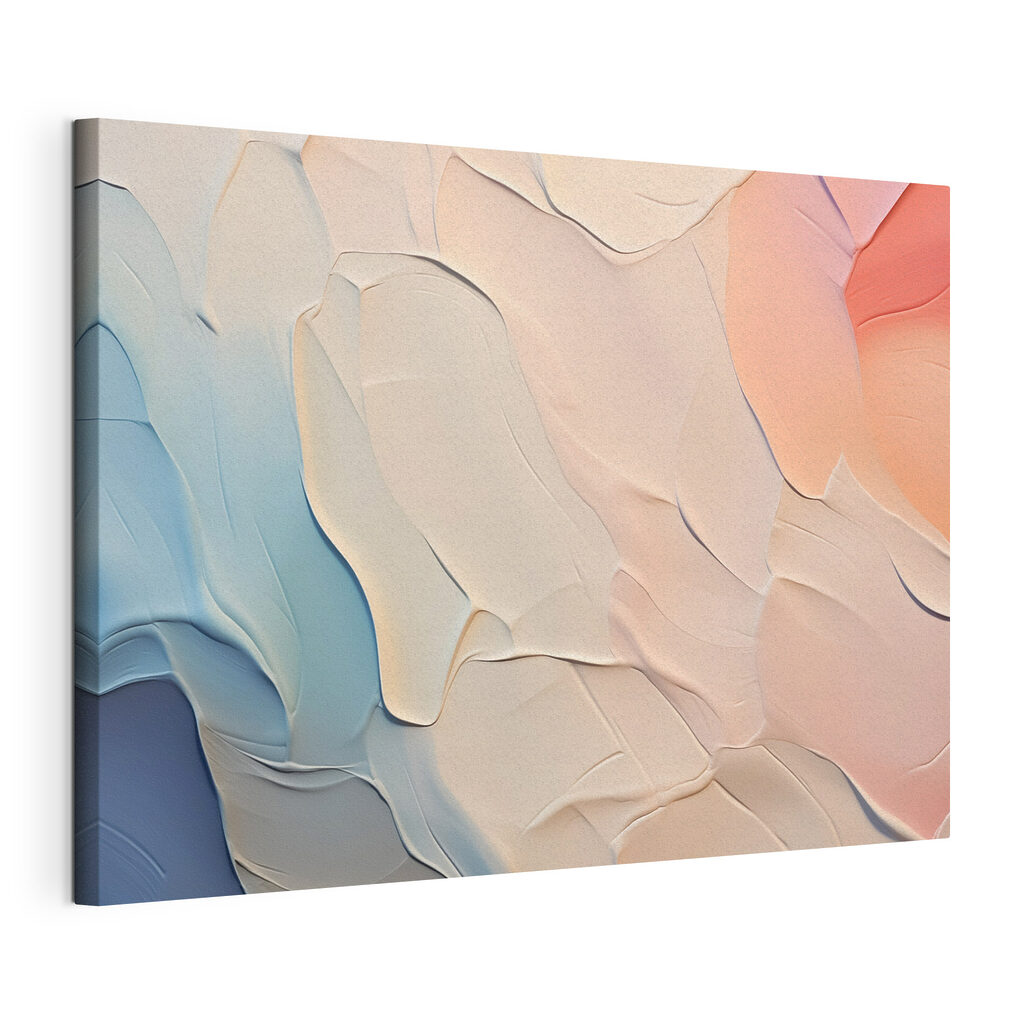 Pastelvlakken met zachte randen, gespannen canvas met doorlopende rand